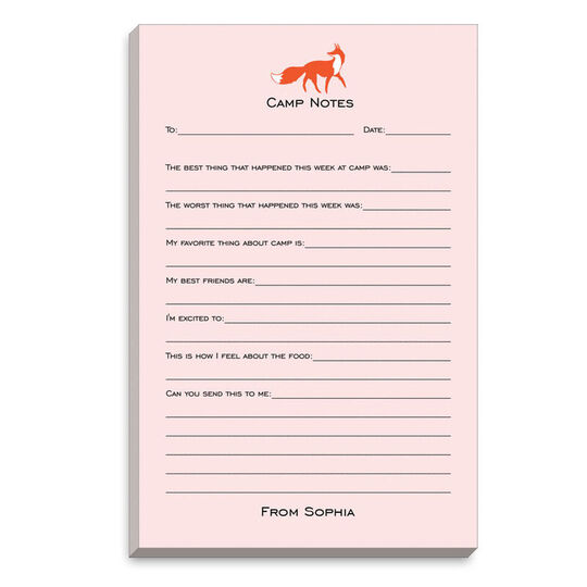 Pink Fox Fill In Camp Notepads